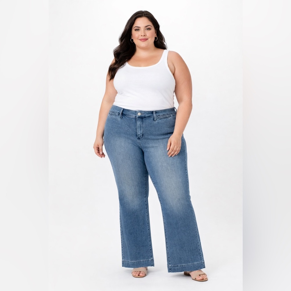 NYDJ Teresa Trouser Everly Bootcut Stretch Denim Mid Rise Flare Leg Casual Pants